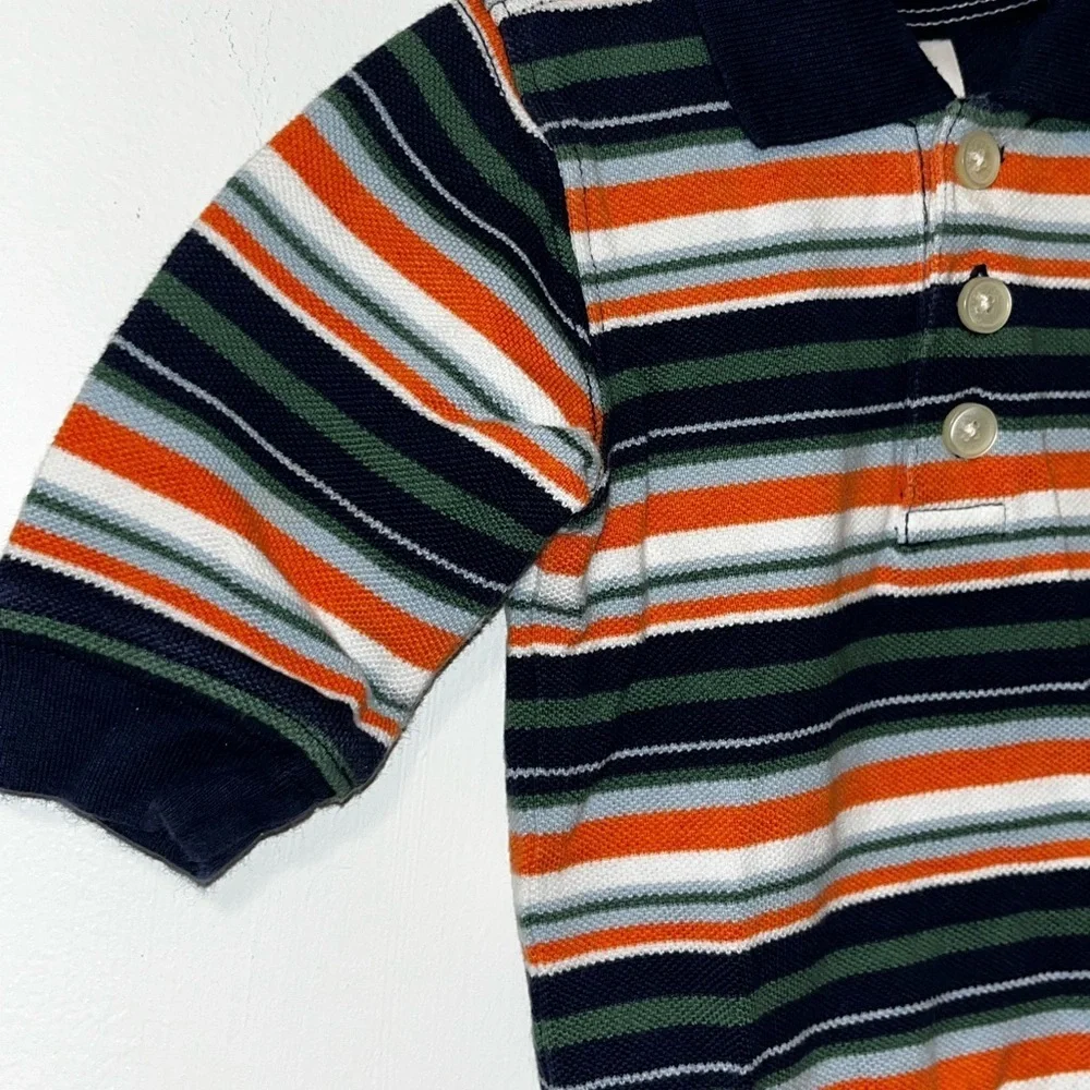 BABY GAP Infant Boys 0-3mo Striped Long Sleeve Polo Onesie Cotton Knit EUC 2004